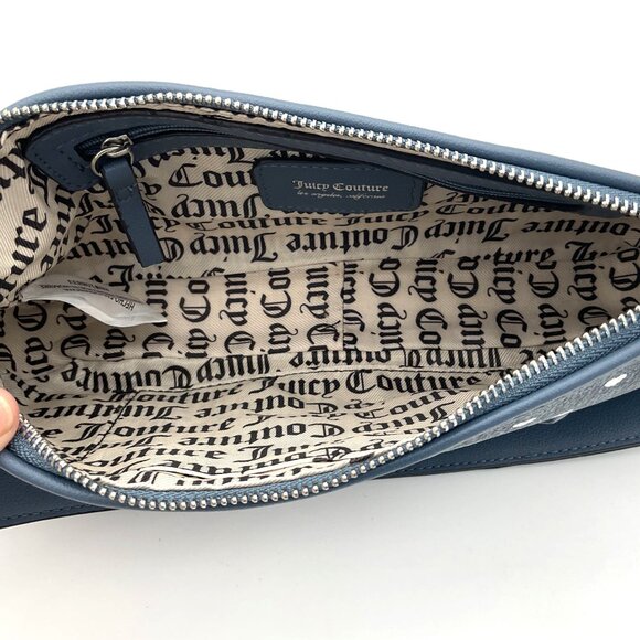 Juicy Couture Poker Face Denim Silver Shoulder Bag LOGO and Hearts Pattern NWT - Picture 6 of 8